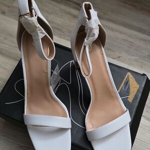 Elegant White Ankle Strap Heels